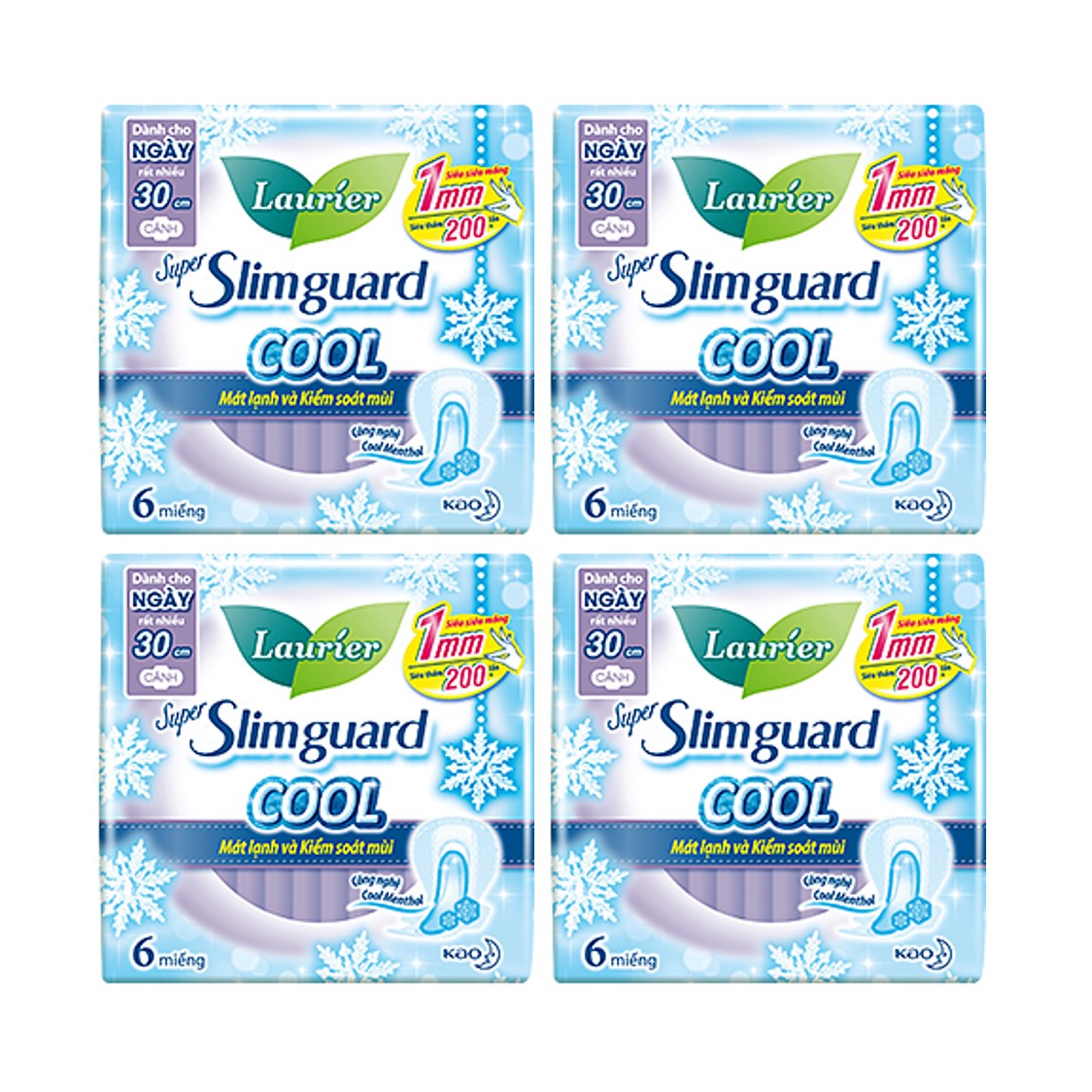 COMBO 4 GÓI Băng Vệ Sinh Laurier Super Slimguard Cool Mát Lạnh 1mm (30cm-6M)