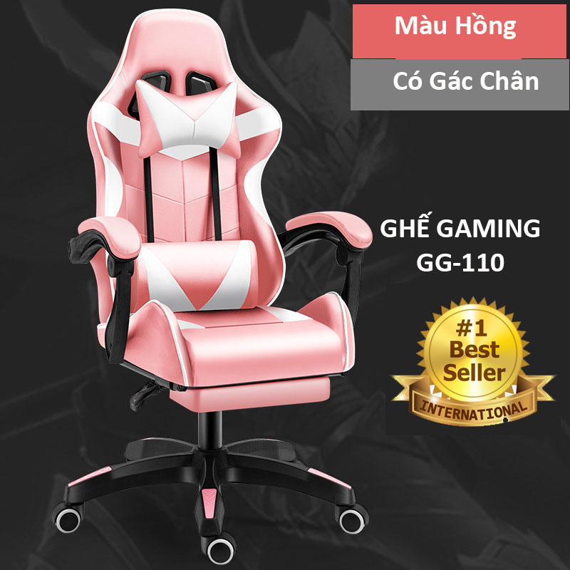 Ghế chơi game Cao Cấp, Ghế gaming giá rẻ Tặng Kèm massage lưng, Chất liệu da mềm điều chình ngả và xoay linh hoạt chống mỏi khi ngồi lâu cho các game thủ - Có Gác Chân