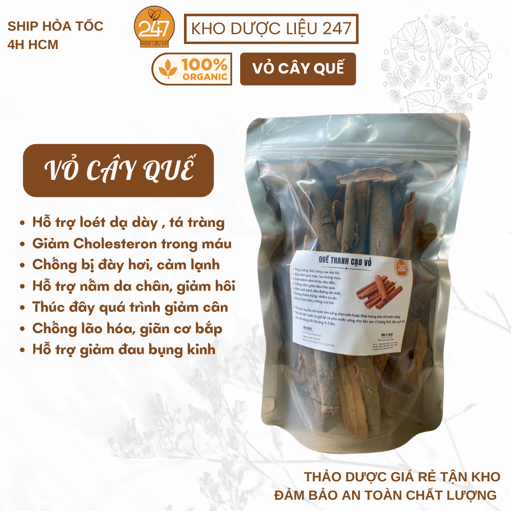 100g, 200g vỏ cây quế thơm cay - vỏ quế dùng xay bột - tinh dầu quế
