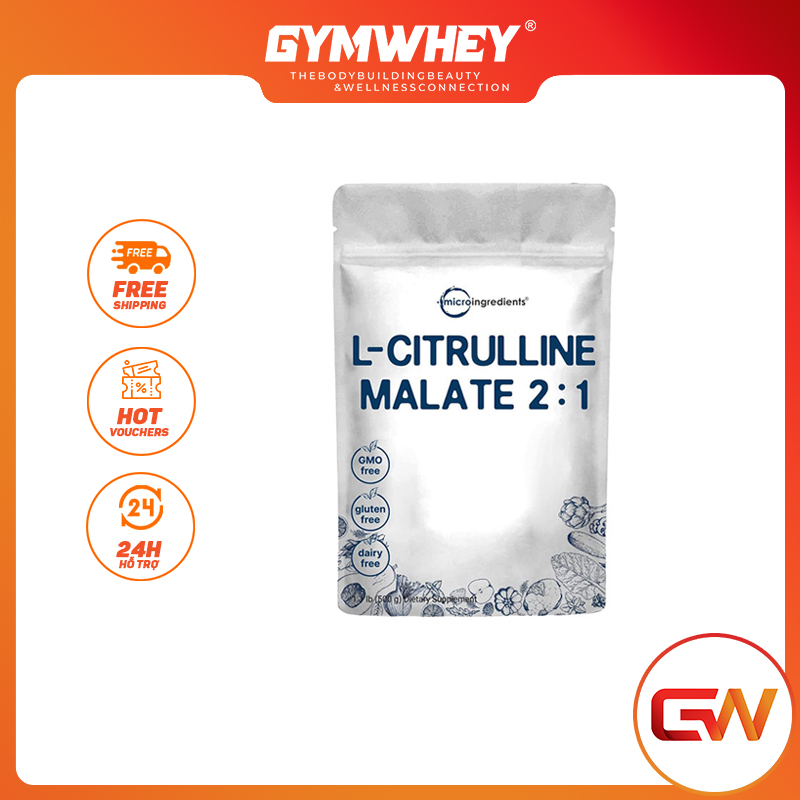 MICRO INGREDIENTS L-CITRULLINE MALATE 2:1 500GRAM Hỗ Trợ Hiệu Suất C ơ Bắp, Độ Bền Và Sức Mạnh
