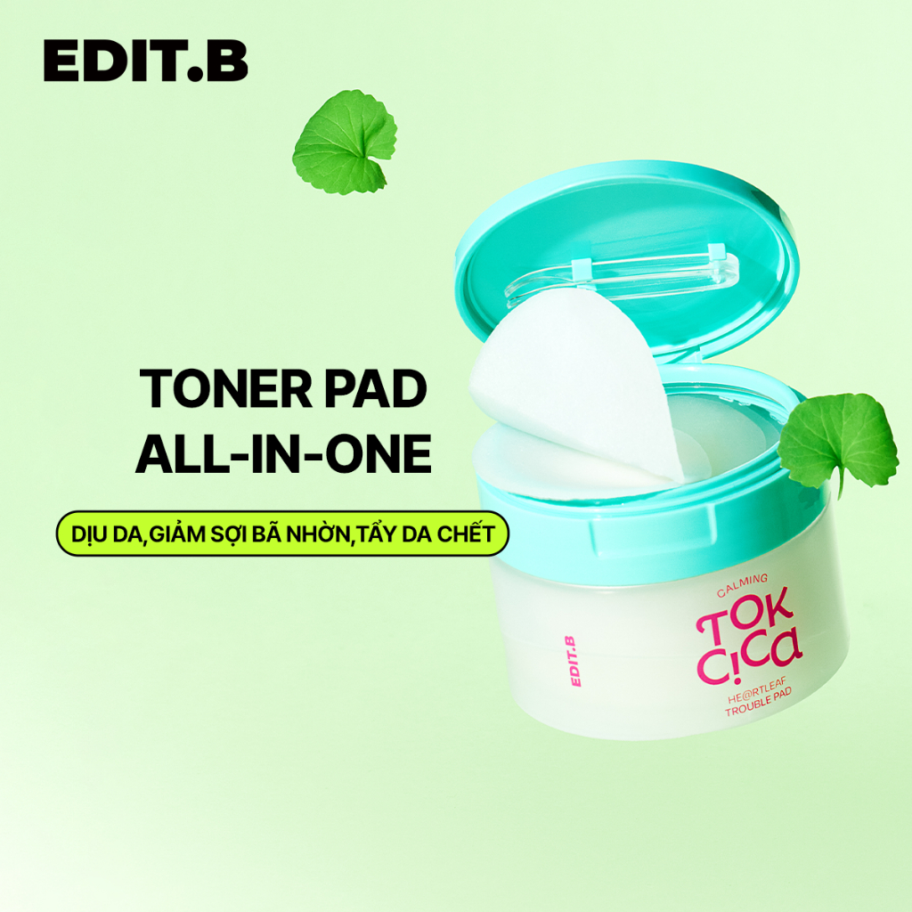Toner Pad Làm Dịu EDIT.B Calming Tok Cica Heartleaf Trouble 70 miếng
