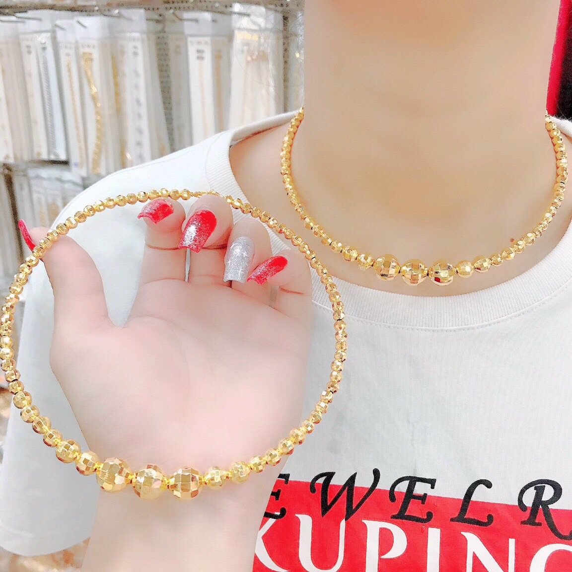 Kiềng cổ bi mạ vàng 18k cao cấp mẫu mới về