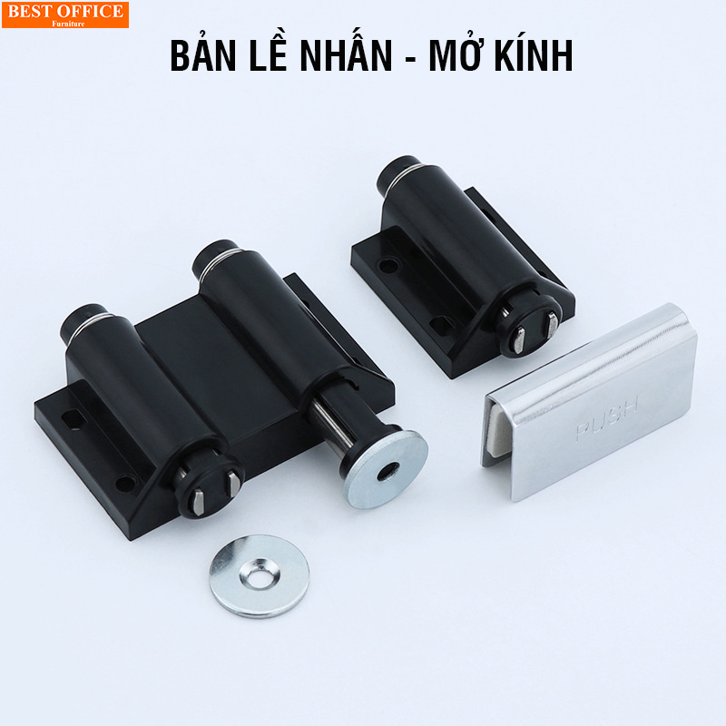 phụ kiện nội thất - Bản lề nam châm nhấn mở cửa kính, hít kính dày max 5mm