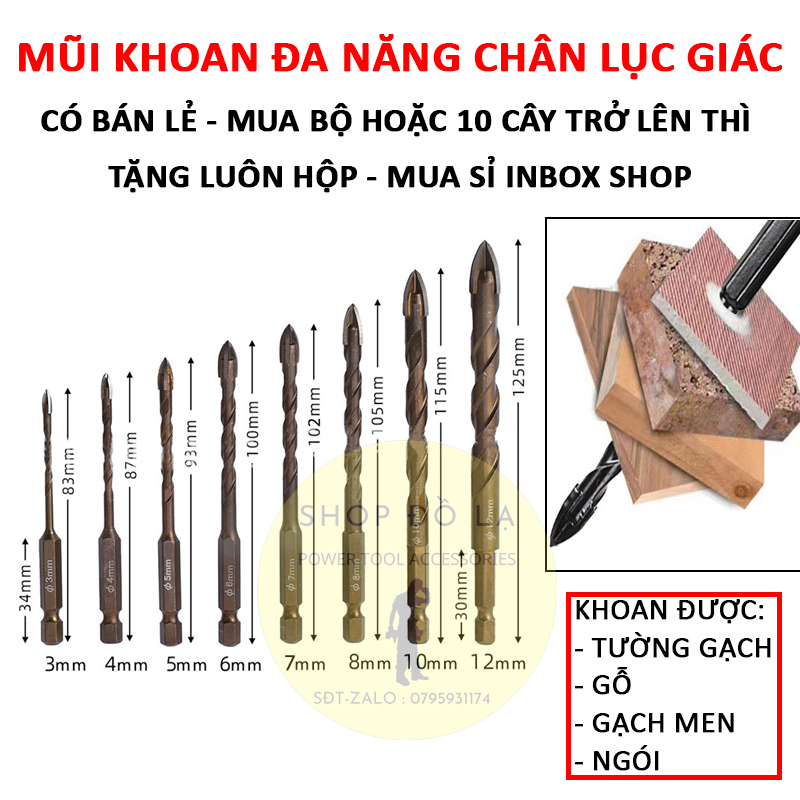 Mũi khoan đa năng chân gài hình lục giác