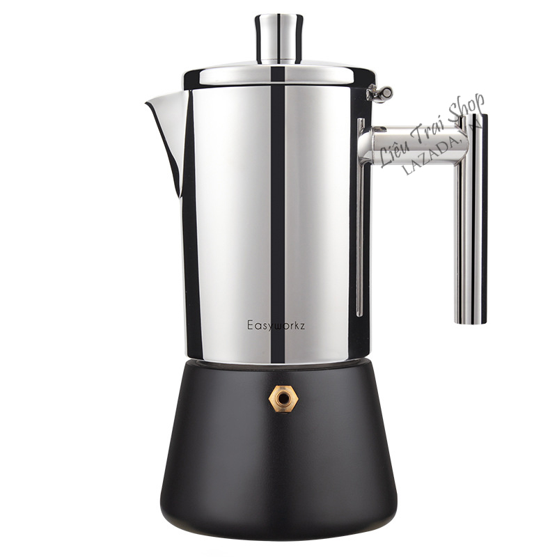 Ấm Moka pot đun bếp từ inox 6cup 300ml pha cà phê cafe espresso phong cách Ý