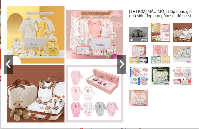 Hộp hoặc giỏ quà siêu đẹp bao gồm set đồ sơ sinh làm quà tặng cho bé.