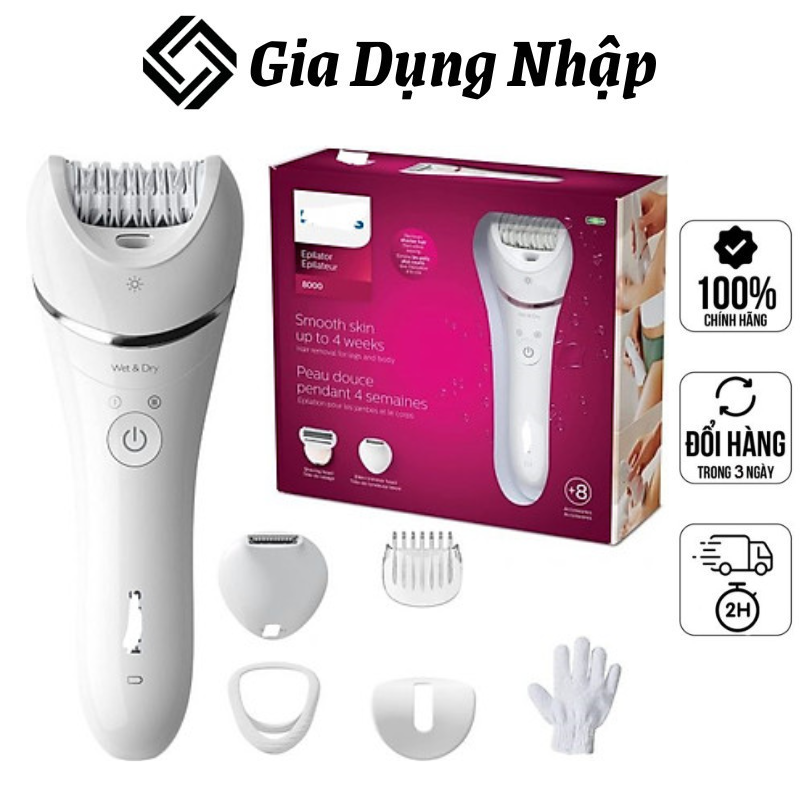 Máy nhổ lông philips series 8000 bre715/00, máy cạo lông toàn thân, dụng cụ tẩy lông, máy triệt lông, nhập đức, bh 12 tháng