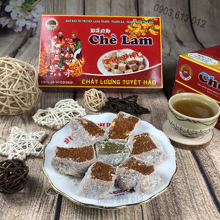 Bánh chè lam gấc - Hộp bánh chè lam gấc thơm ngon, mềm dẻo
