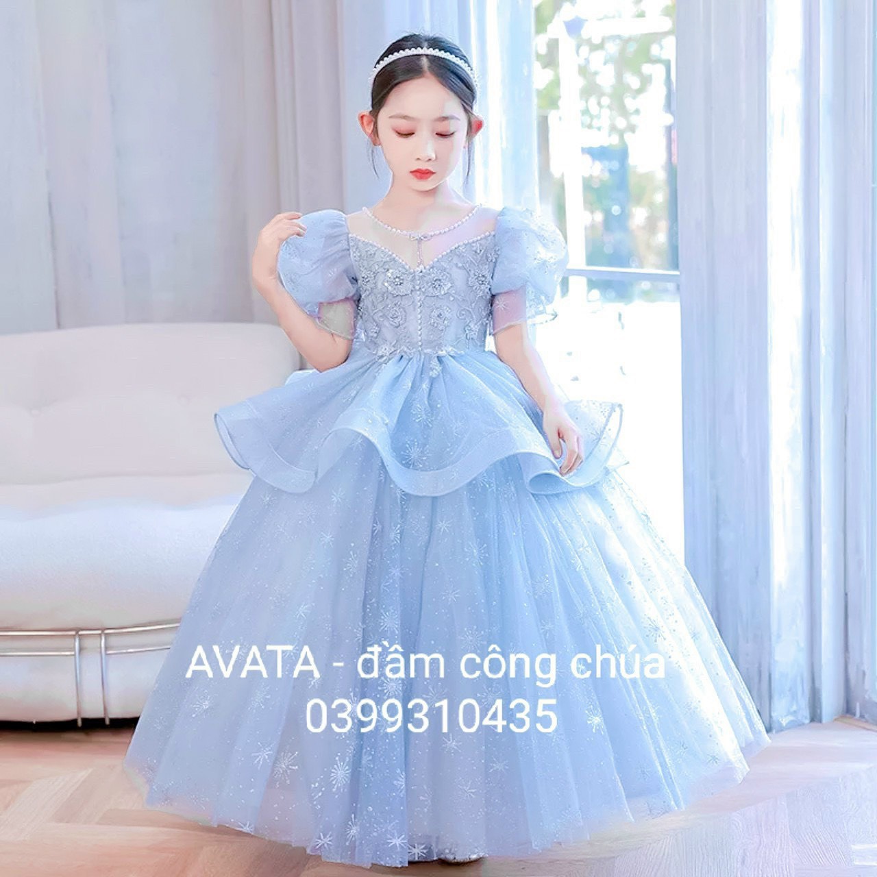 Đầm công chúa bé gái 8-47kg , váy công chúa thiết kế cao cấp giá rẻ mã 049