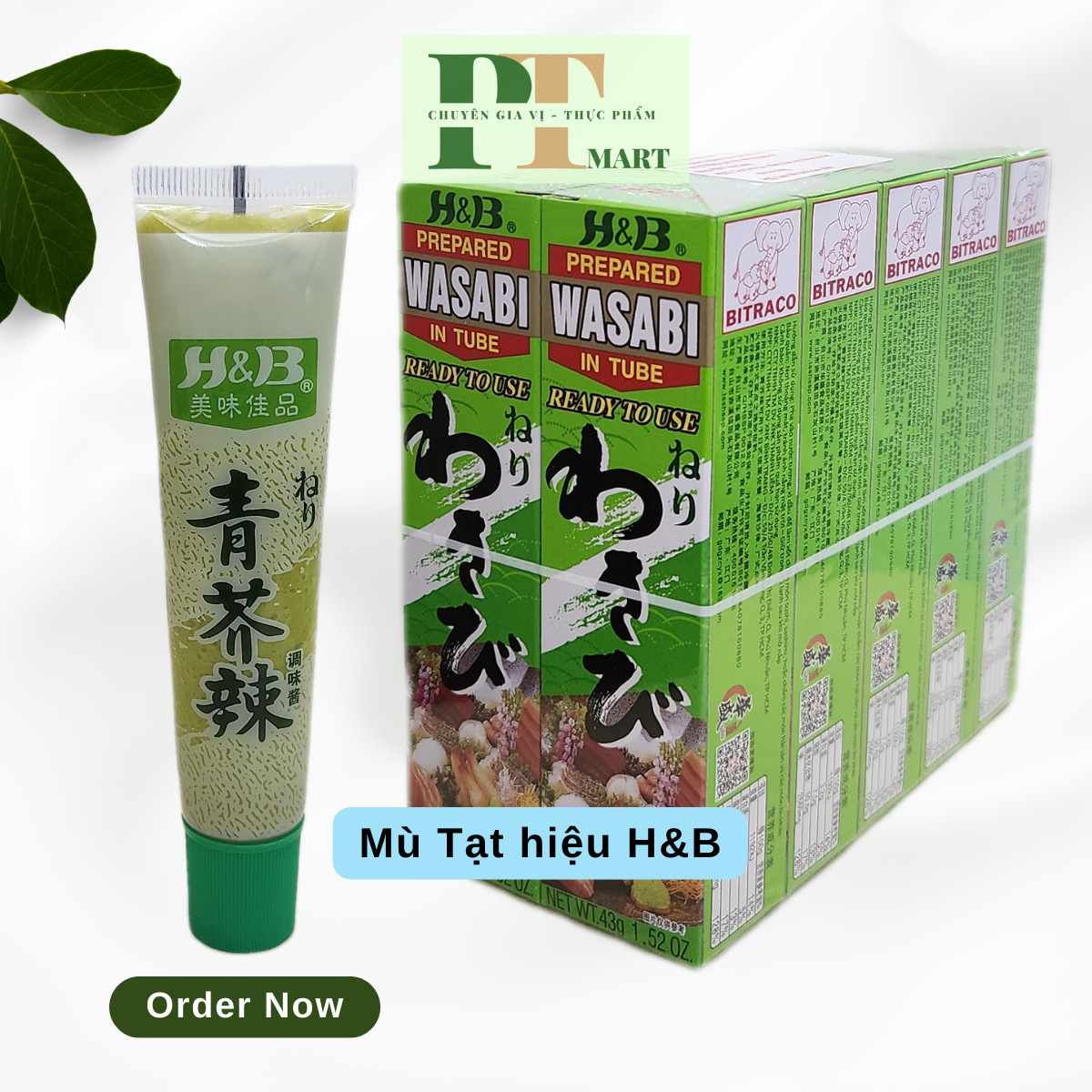 Combo 4 Tuýp Mù tạt xanh wasabi H&B 43g. Chấm món Nhật sushi, sashimi