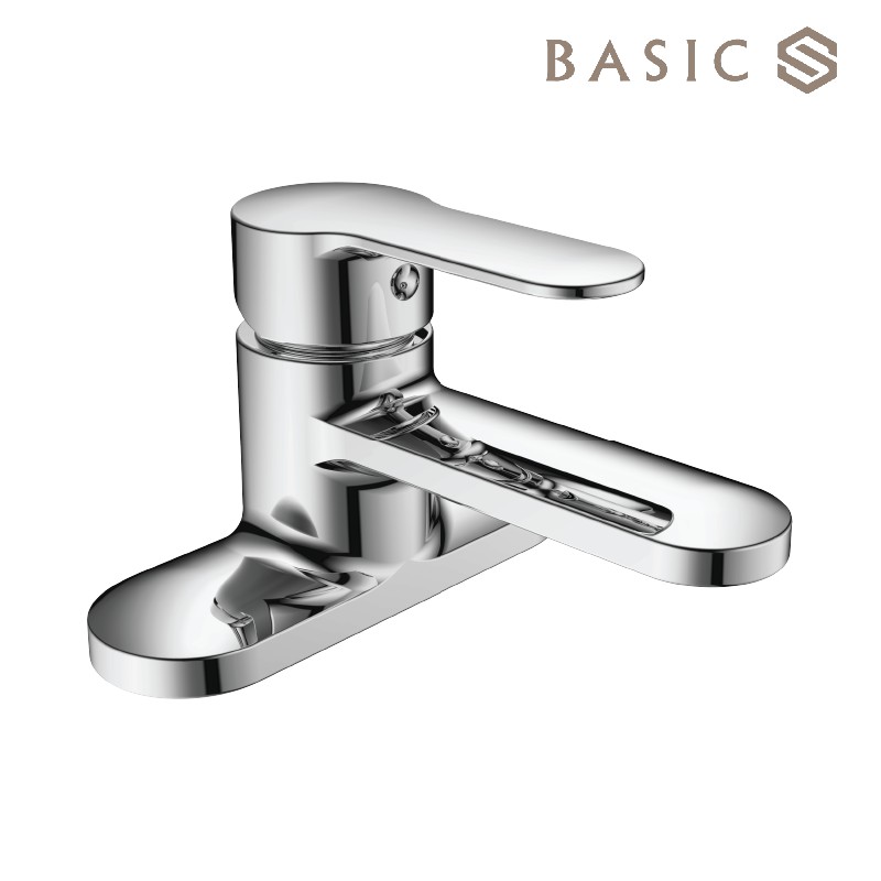 Vòi chân kép lavabo nóng lạnh basic bw-603v3 đồng mạ - sử dụng cho lavabo 3 lỗ