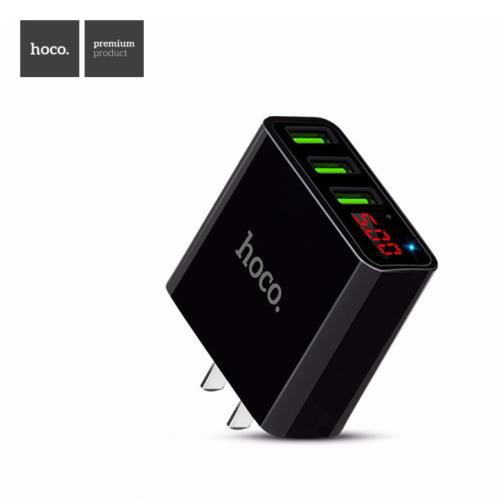 Cốc sạc nhanh Hoco C15 3 cổng USB có đèn led dòng điện ổn định