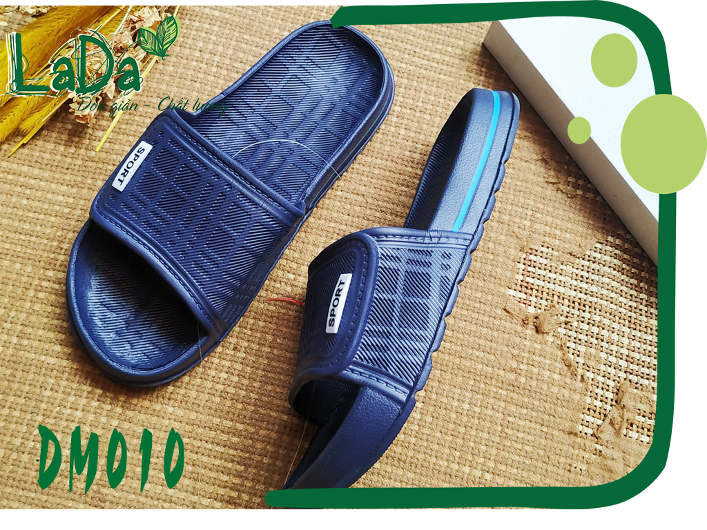 Dép Đúc Nam Quai Ngang Sport Họa Tiết Sọc Ca Rô [Dm010]