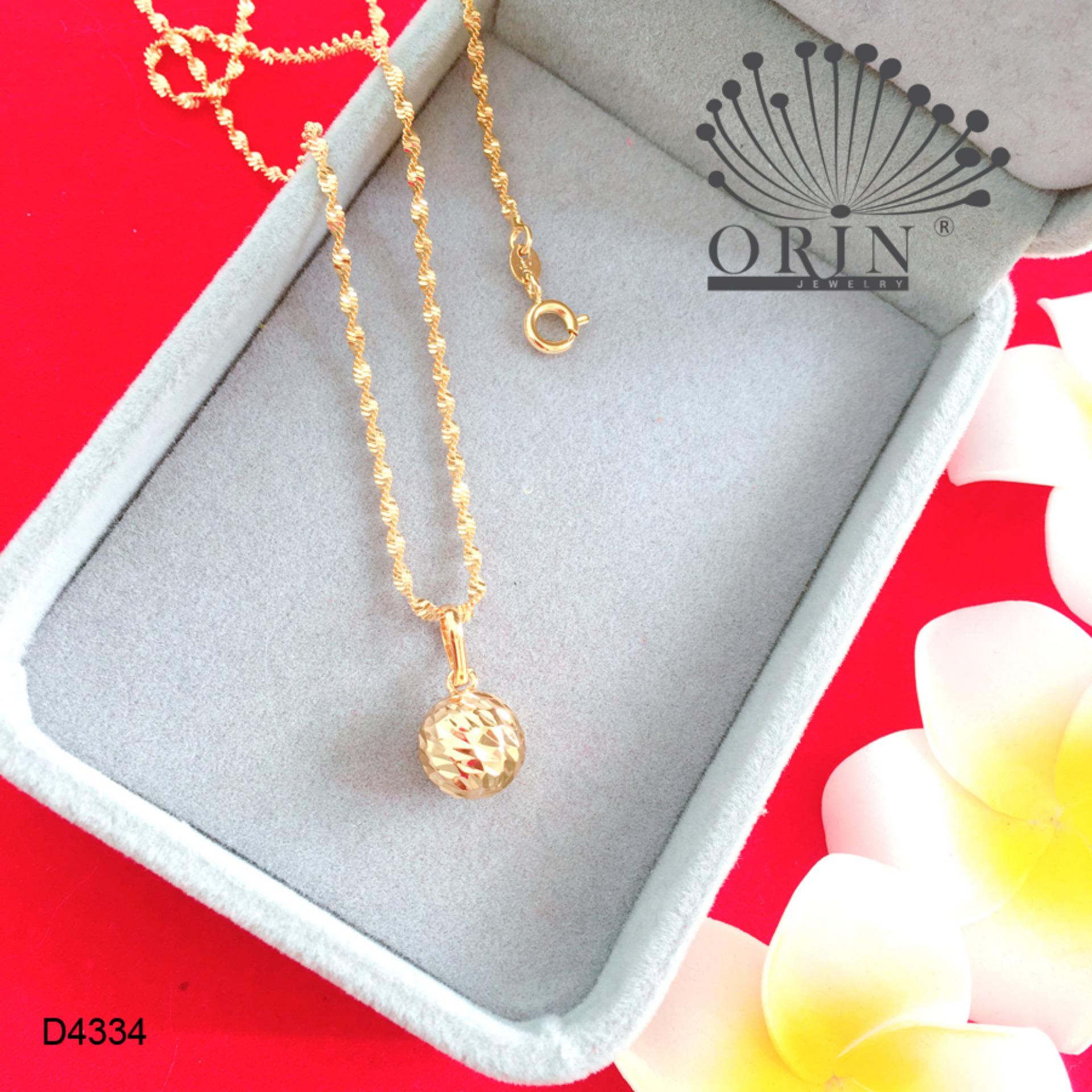 Dây chuyền dạng xoắn bền màu mặt trái châu khía sáng khắc máy thiết kế cao cấp Orin D4334 - Long Tien