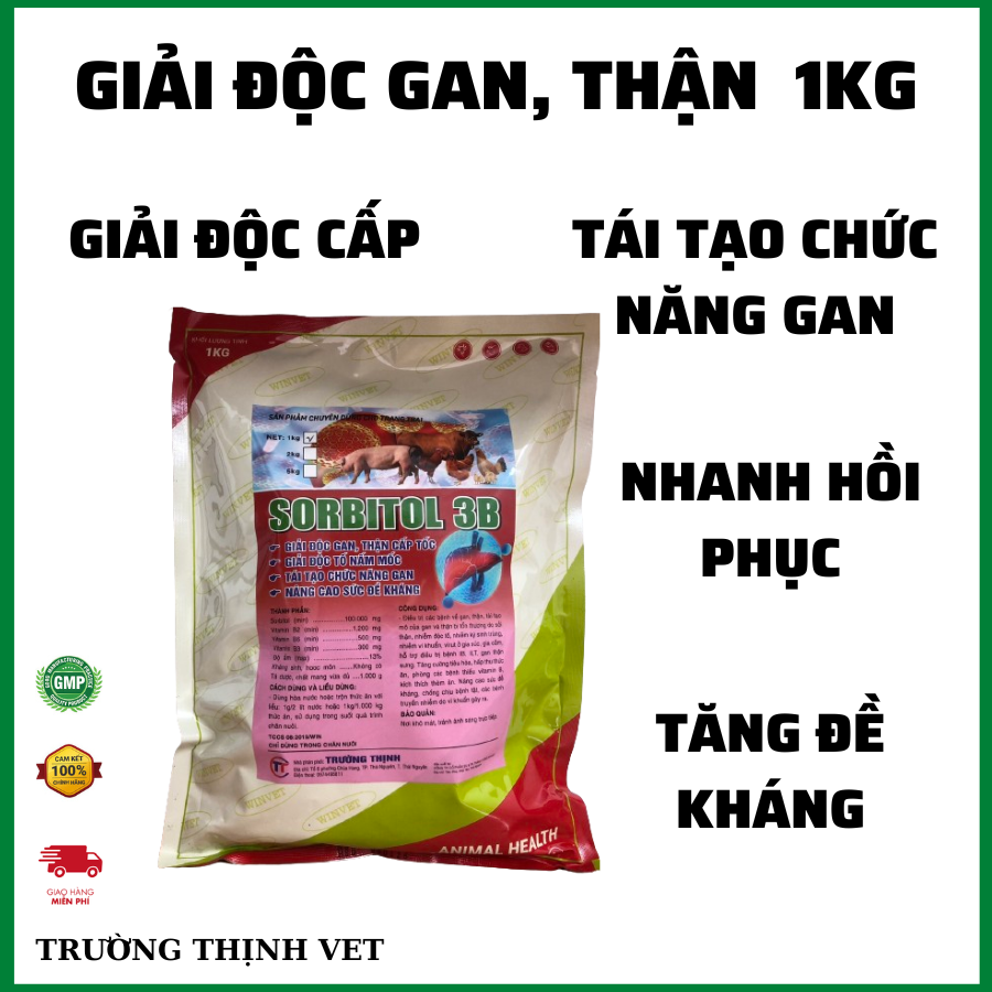 Giải độc gan thận sorbitol tăng cường chức năng gan, thận 1kg. Bổ gan, bổ thận Thú y Trường Thịnh