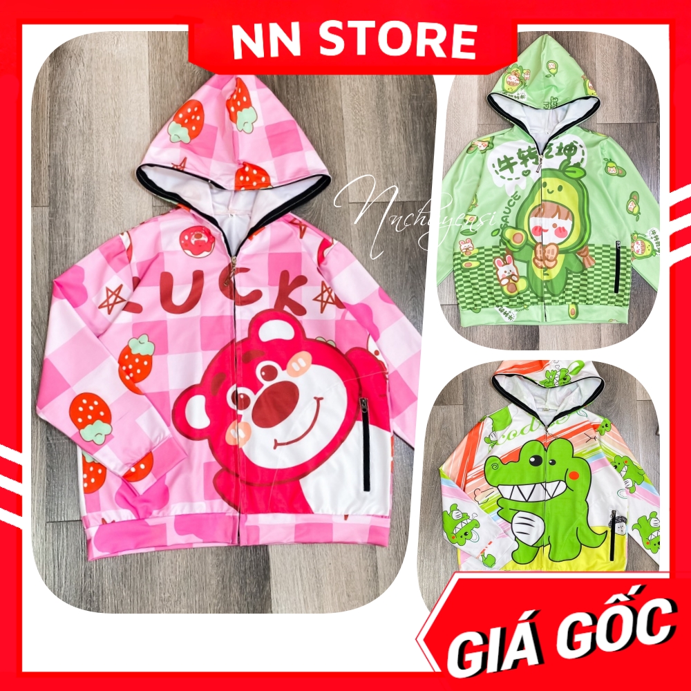 Áo khoác cho bé Áo khoác thun bé trai bé gái size đến 40kg chất thun mịn mát in hình Doremon mickey bò sữa hoạt hình dễ thương Áo khoác tia kéo AKRB