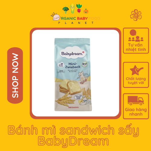 Bánh mì sandwich sấy BabyDream hữu cơ lúa mạch yến mạch thơm giòn dành cho