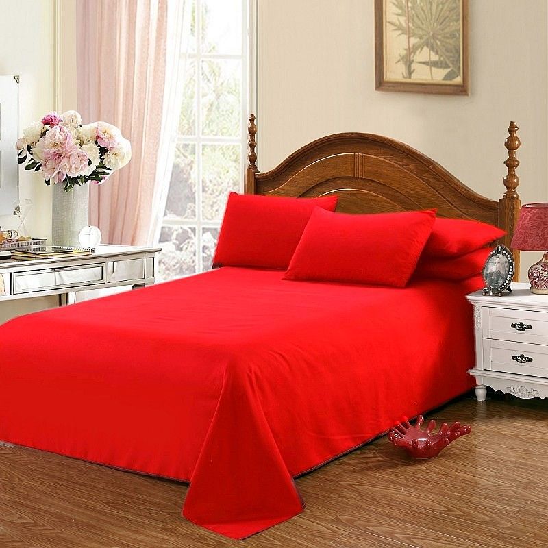 (HOT) Bộ Bốn Mảnh Cưới Ga Trải Giường Dùng Một Lần Màu Đỏ Shan Qingda 1.8 Giường Đôi 1.5m Lưới 1.2 Đồ Dùng Giường