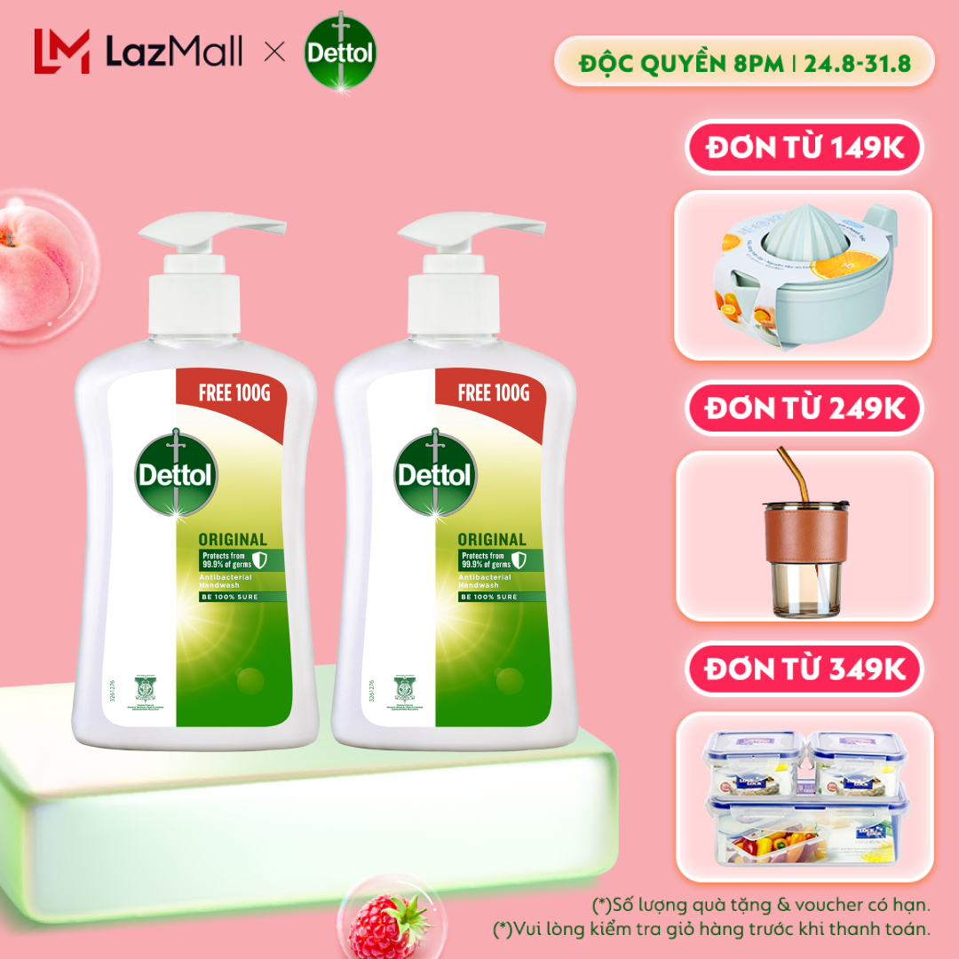 Combo 2 nước rửa tay Dettol kháng khuẩn hương tinh dầu thông - Chai 500g