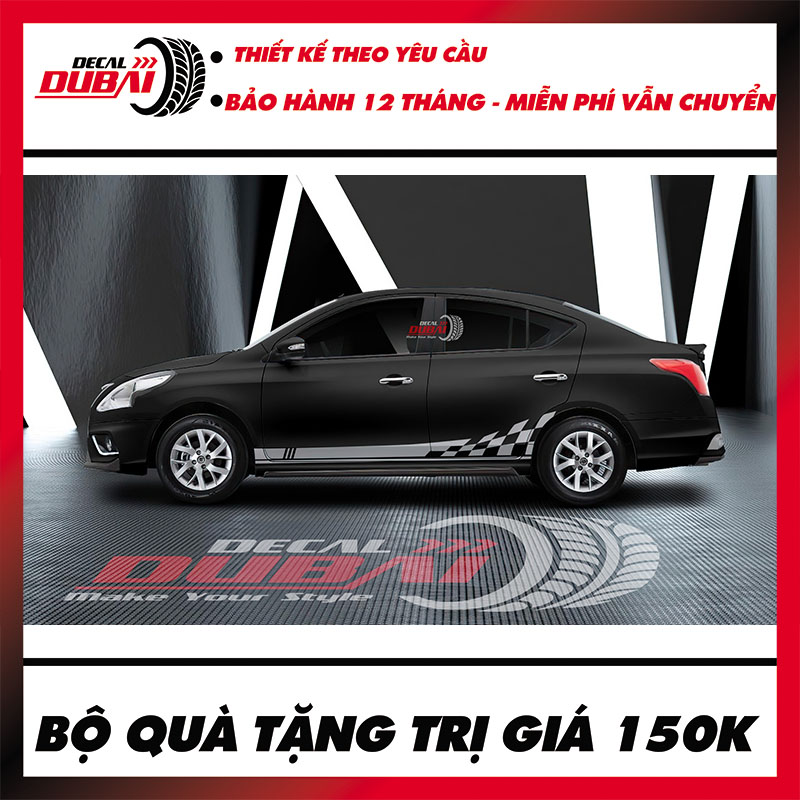 Tem dán sườn xe ô tô phong cách thể thao đơn giản