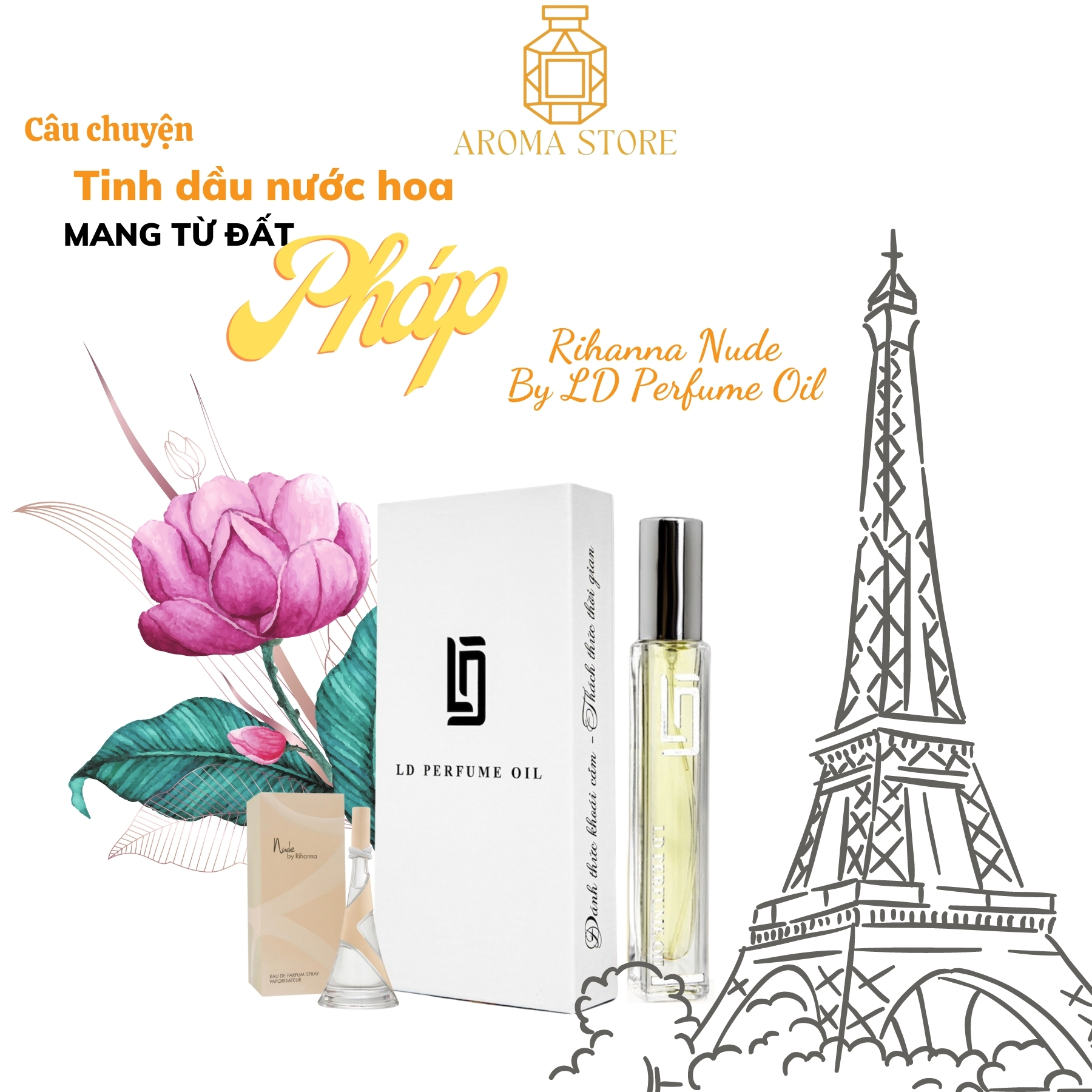 Tinh dầu nước hoa pháp ld perfume oil nude by rihanna 12ml