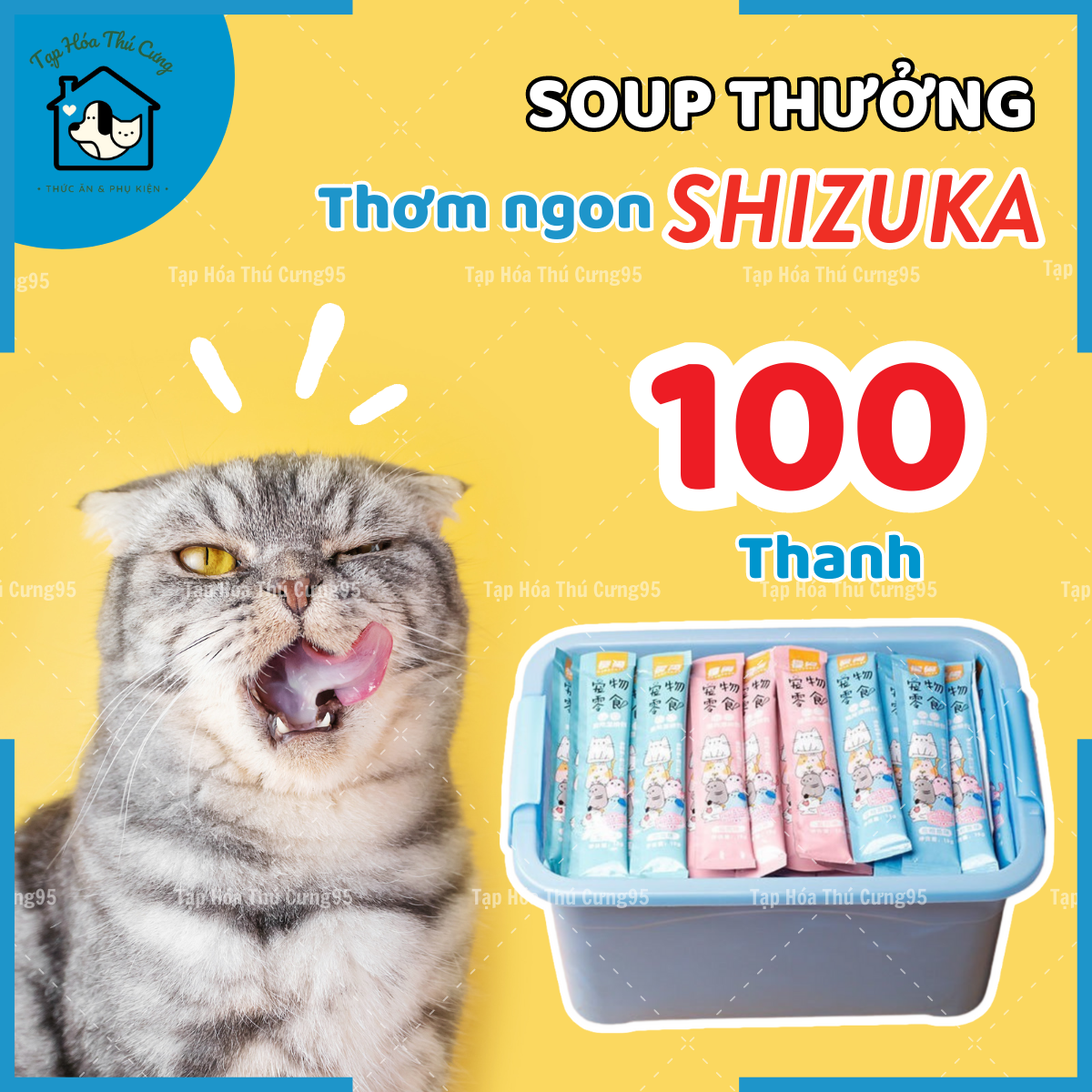 COMBO 100 thanh súp thưởng Shizuka cho mèo 15gr đầy đủ mùi vị