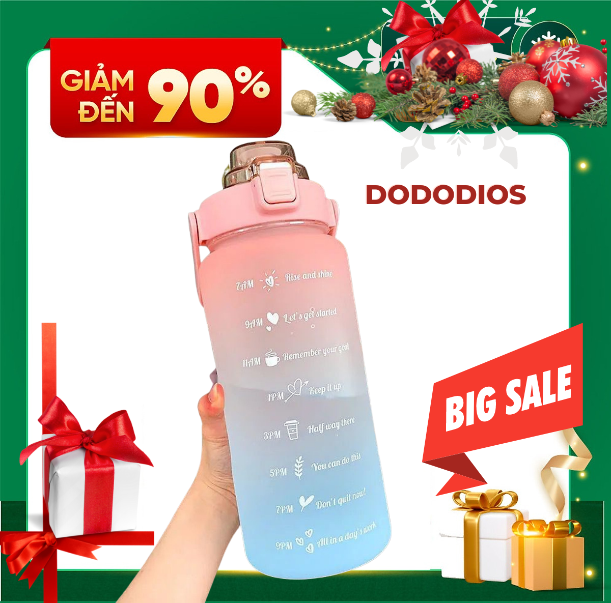 [Tặng Ống Hút Xịn + Sticker Dễ Thương] Bình nước 2 lít dành cho người lười uống nước dododios bình nước cute 2L, vạch chia nhắc giờ, Bình Đựng Nước Thể Thao 2 Lít Dễ Thương Có Vạch Báo Giờ Uống Nước Dành Cho Người Lười