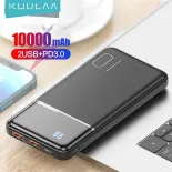 KUULAA 10000mAh LED hiển thị kỹ thuật số Ngân hàng điện PD 18W 3A 2 đầu vào / 3 đầu ra QC3.0 Sạc nhanh Pin ngoài cho điện thoại di động Huawei Samsung