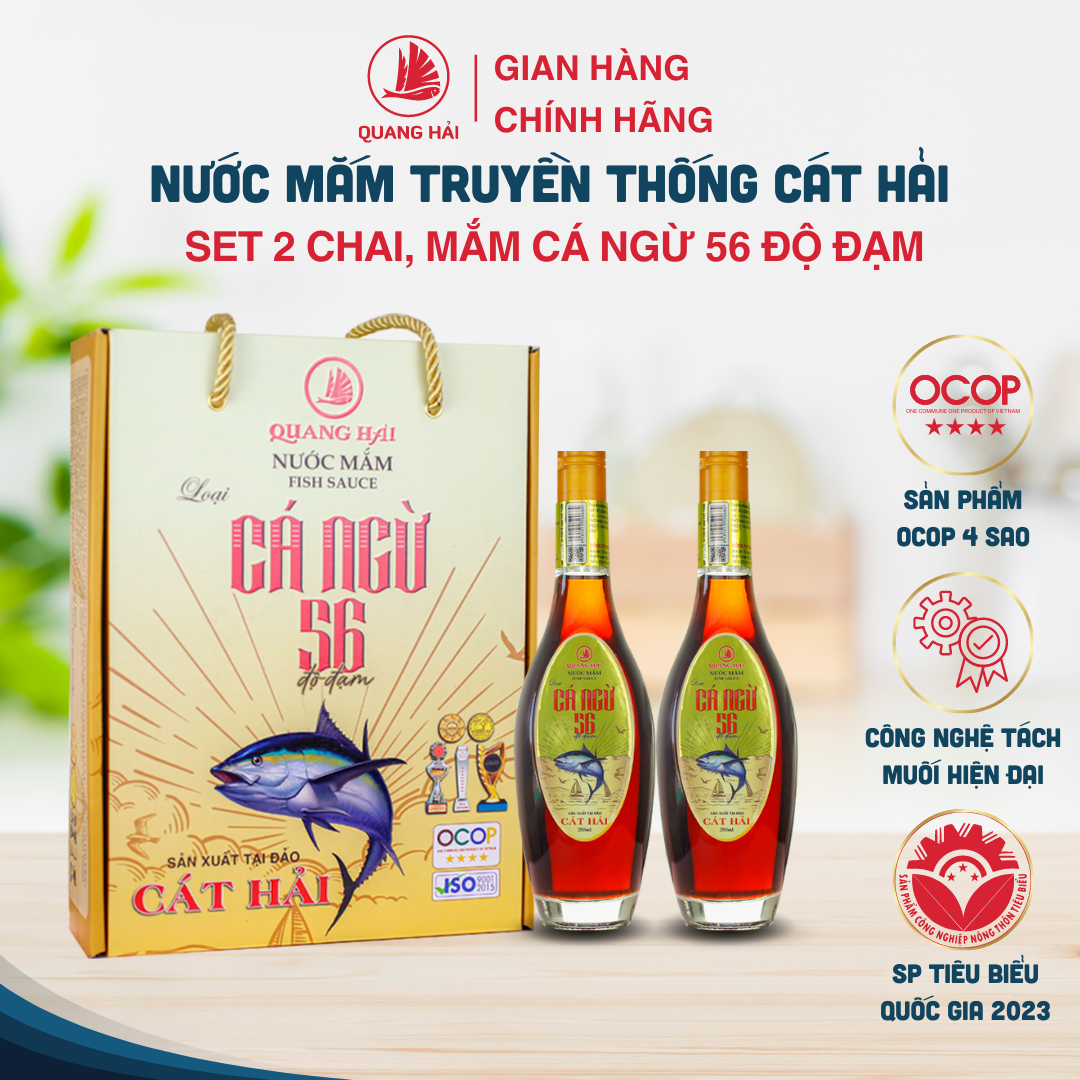 Nước mắm cát hải - quang hải cá ngừ 56 độ đạm chai 250ml
