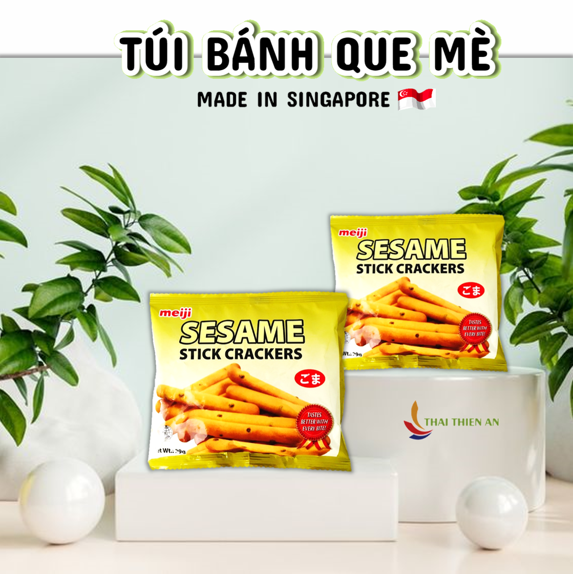 Bánh que mè giòn MEIJI SESAME Singapore 29gr Sesame Stick Crackes