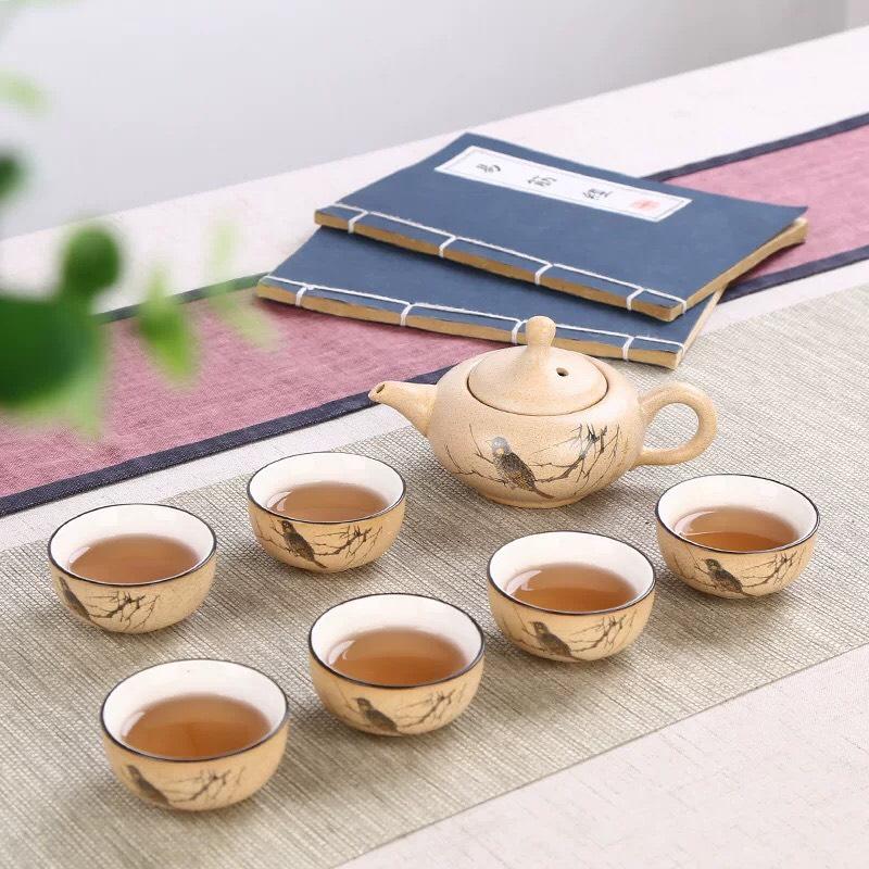 Bộ ấm chén uống trà phong cách Nhật thanh nhã, bộ ấm chén pha trà tráng men, bộ ấm chén trà trang nhã, bộ ấm chén sứ tráng men, bộ ấm trà, bộ ấm pha trà GDATRA03