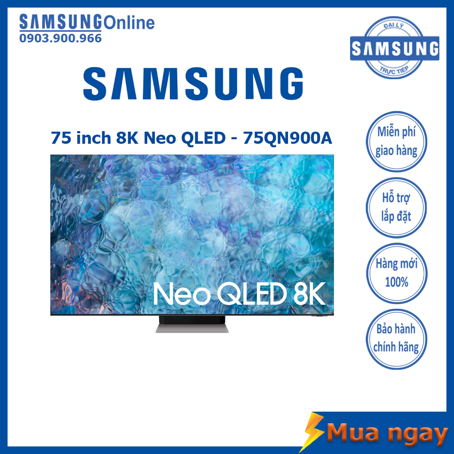 Smart tv samsung 8k neo qled 75 inch qa75qn900a mới 2021 - tặng thêm 1 năm bảo hành chính hãng