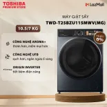 Máy Giặt Sấy Toshiba Inverter Giặt 10.5 kg - Sấy 7 kg TWD-T25BZU115MWV(MG) - Giặt Thông Minh - Lồng Giặt Siêu Rộng
