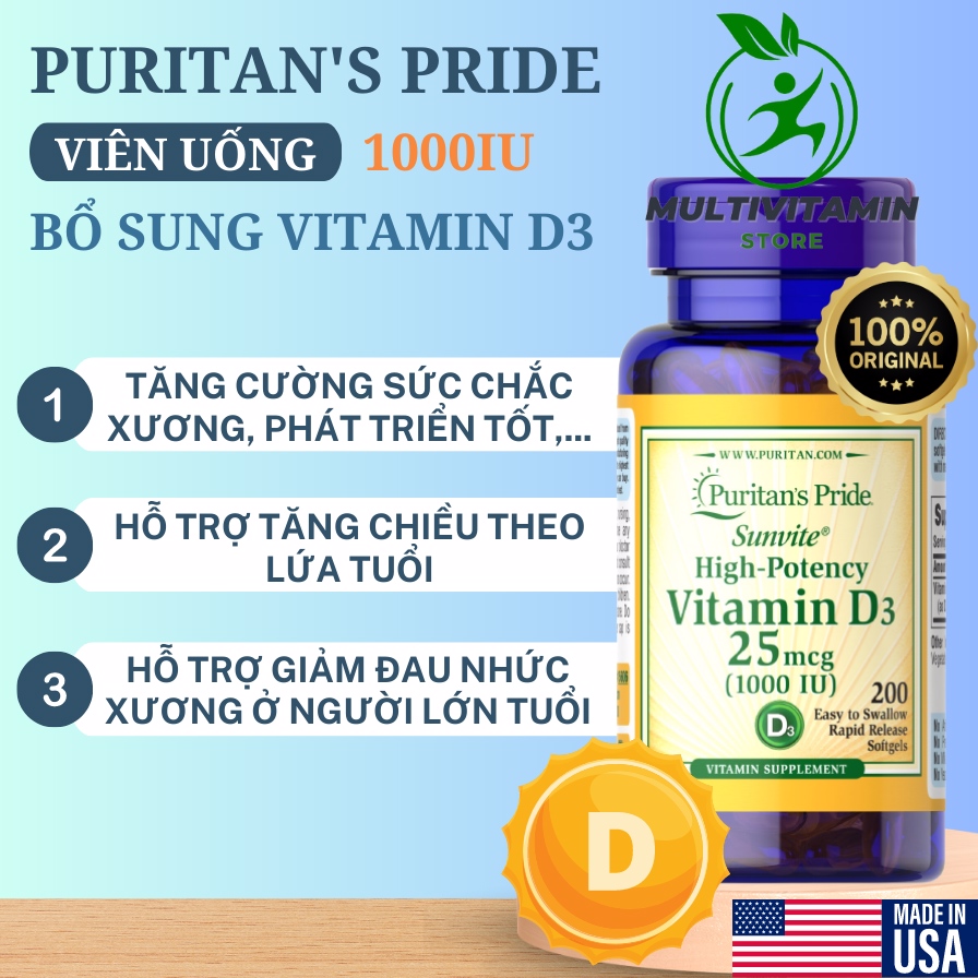 Multivitamin Store - Viên Uống Bổ Sung Vitamin D Tăng Cường Miễn Dịch