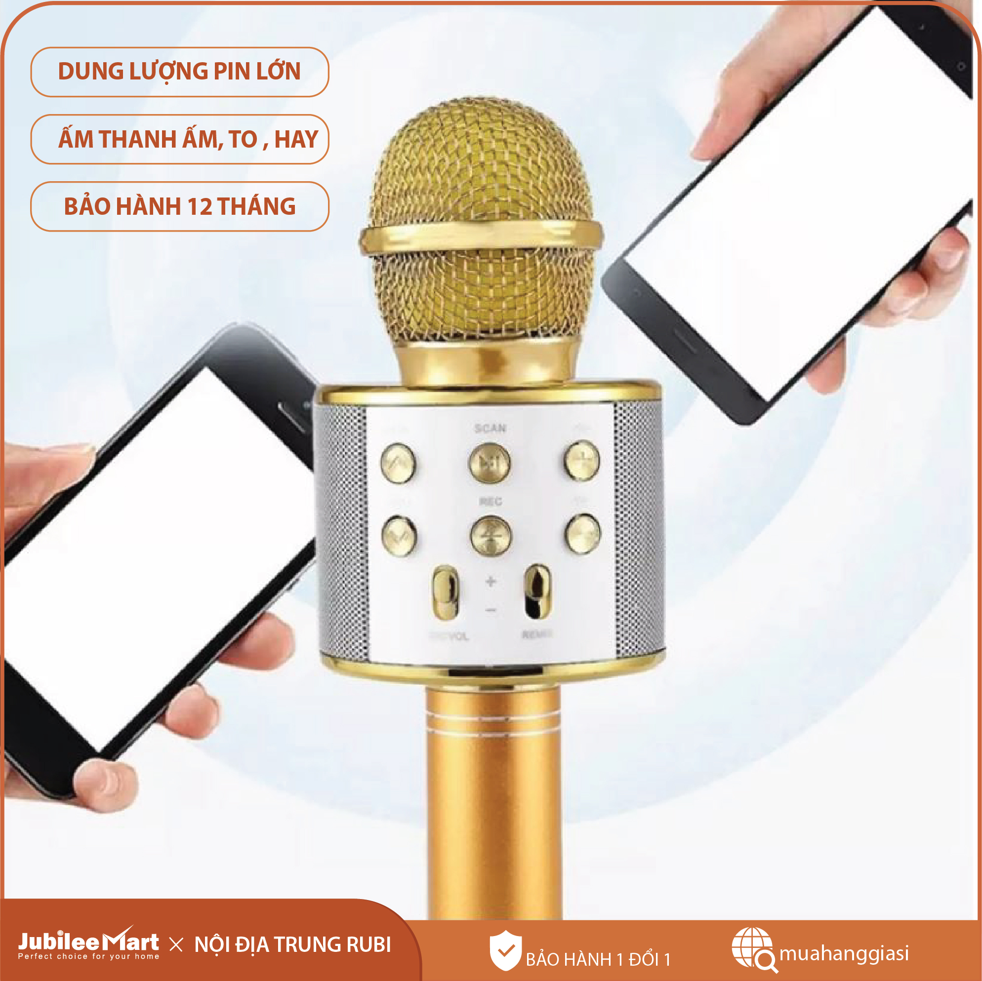 Micro Hát Karaoke kiêm loa Bluetooth Không Dây WS 858 Âm vang, ấm -  micro karaoke mini cho điện thoại - Micro Hát Karaoke Bluetooth Không Dây -Micro Hát Karaoke Bluetooth loa bluetooth