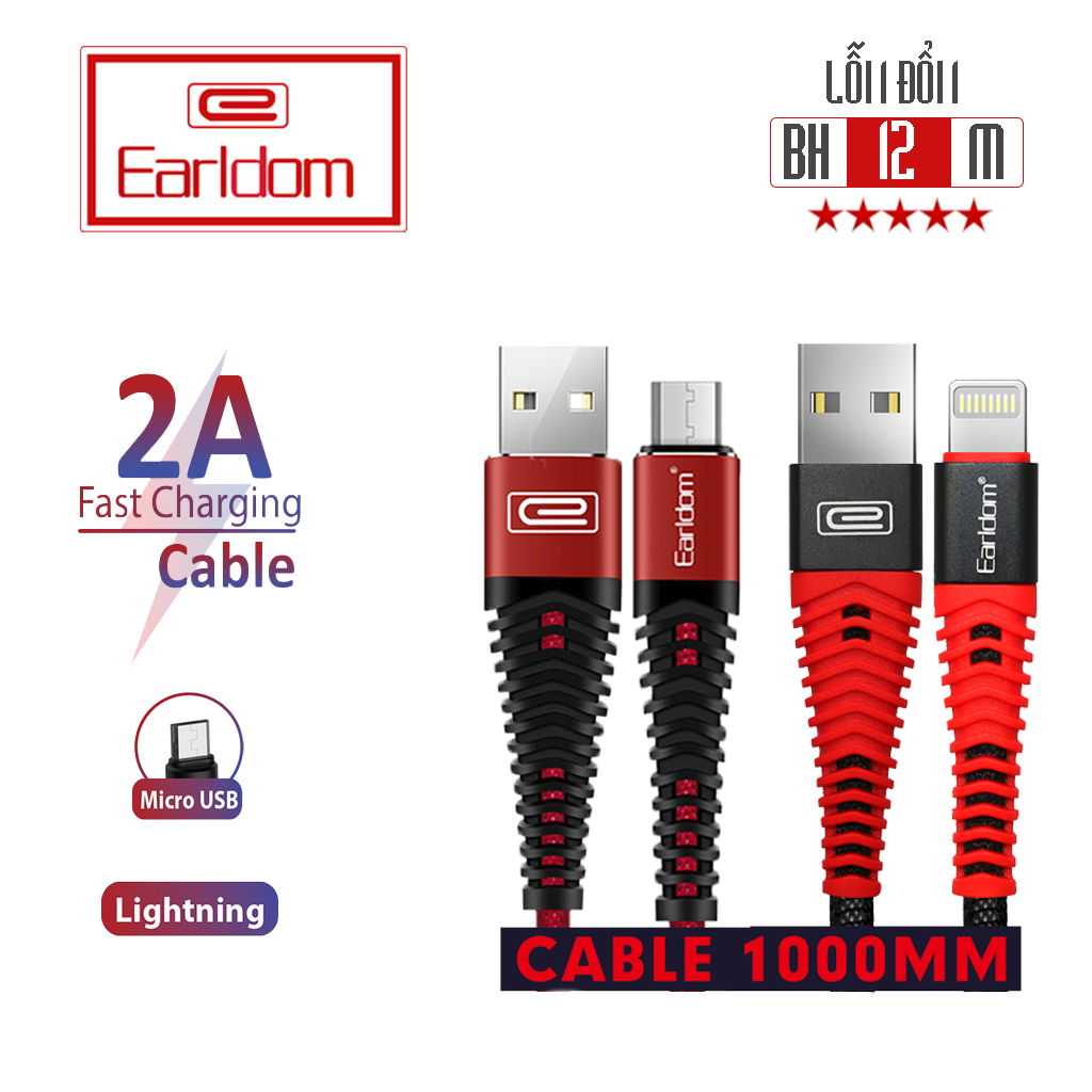 Dây Cáp Sạc Earldom AH - 060 Chính Hãng Cho Điện Thoại Samsung Huawei Xiaomi LG Andriod Microusb Mobile Phone Cables