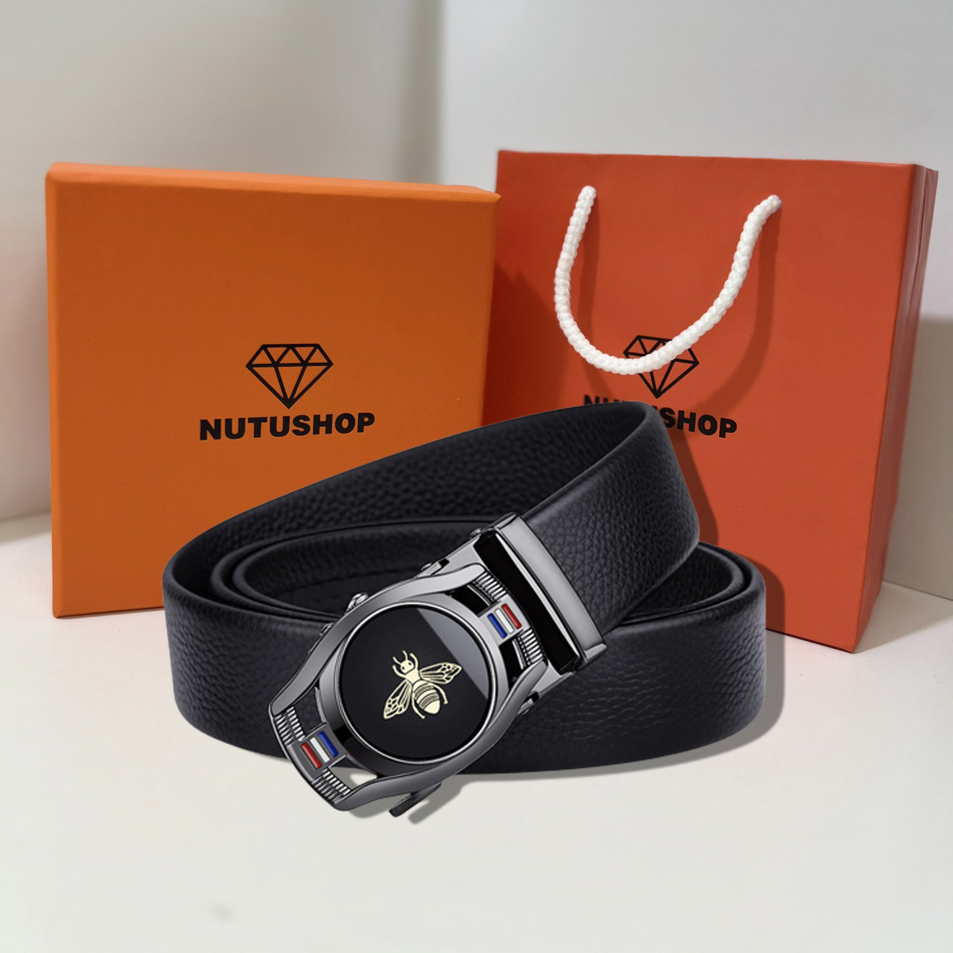 Thắt lưng nam da bò cao cấp fullbox nutushop - nt323h