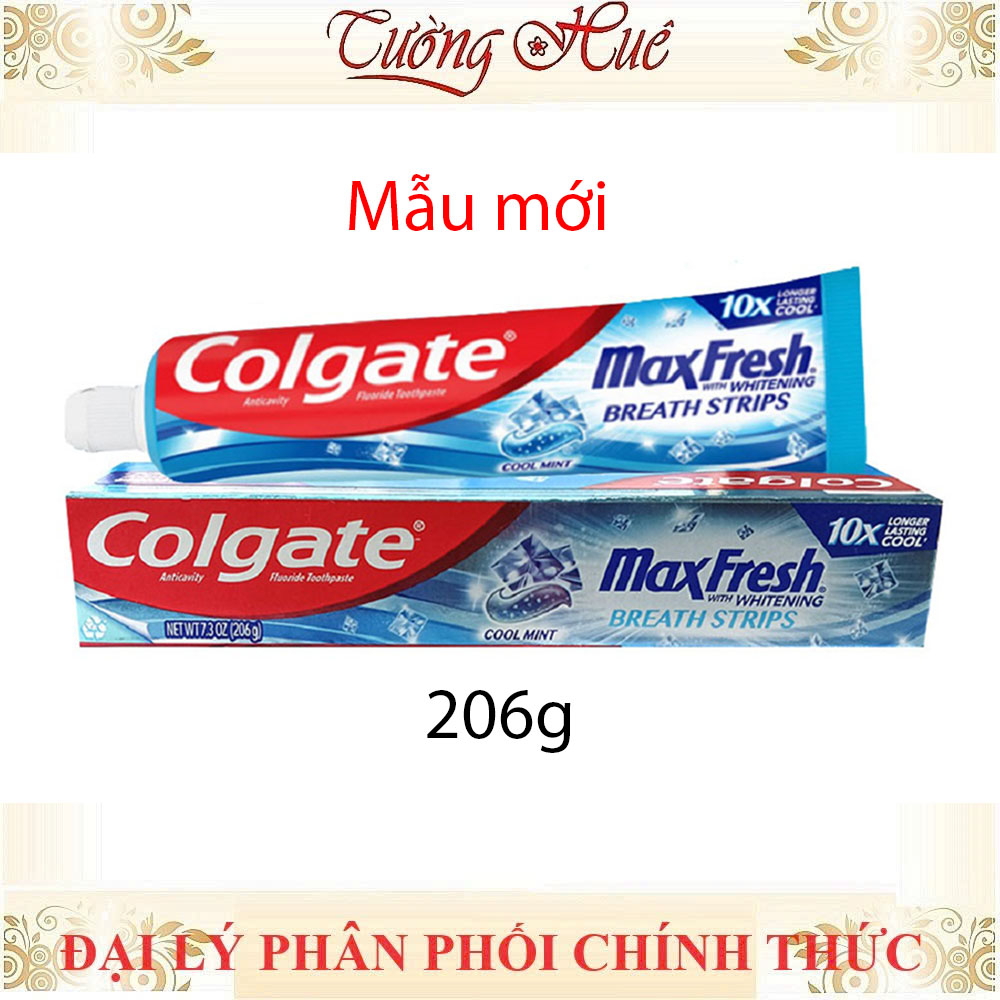 Kem đánh răng colgate max fresh breath strips cool mint - 206g.