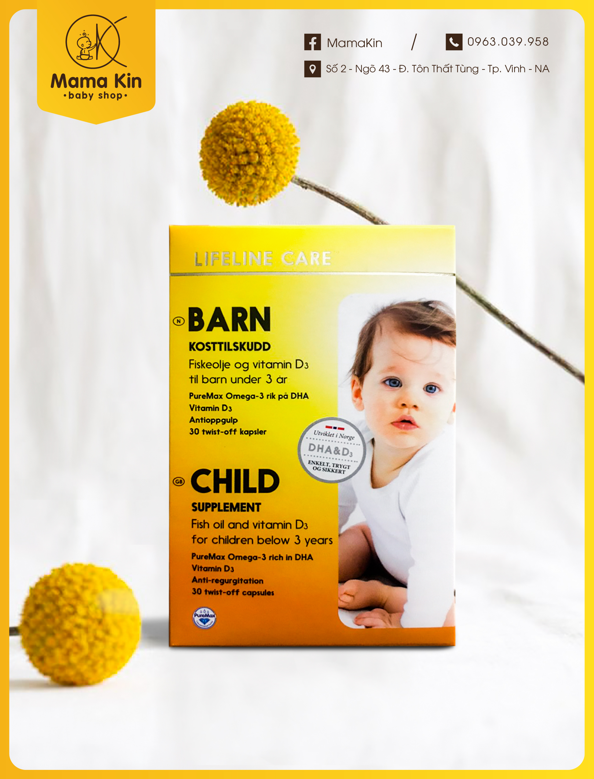 Dầu cá kim cương - lifeline care nauy bổ sung dha, epa và vitamin d3 cho bé từ 0-48 tháng tuổi