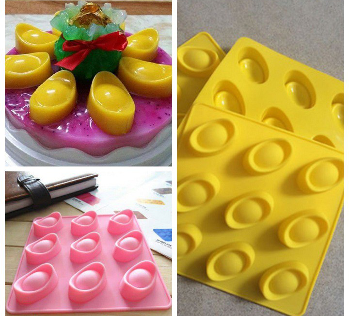 Khuôn silicon làm rau câu làm bánh 4d mẫu 9 Thỏi Vàng
