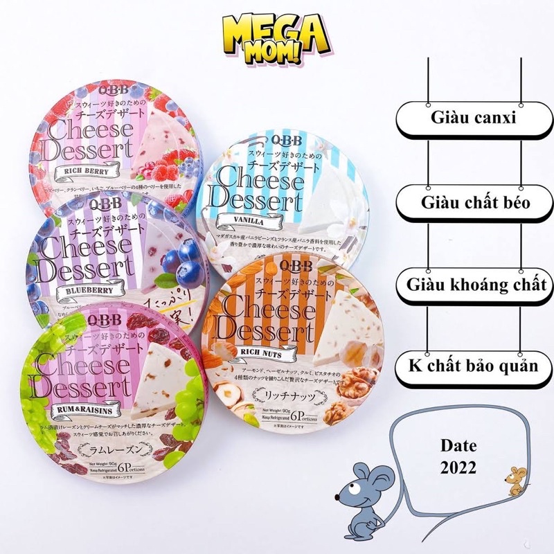 Pho Mai Qbb Trái cây Hộp 90g siêu thơm ngon