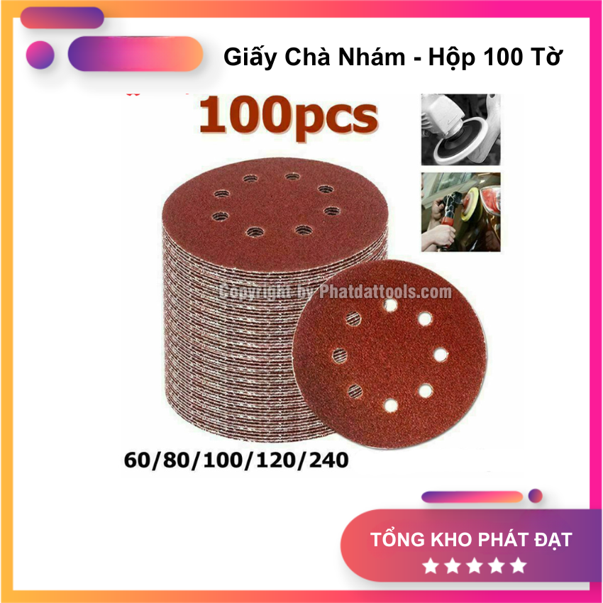 Giấy nhám tròn đường kính 125mm - 180mm - 230m - độ nhám từ p40 đến p240 - hộp 100 tờ