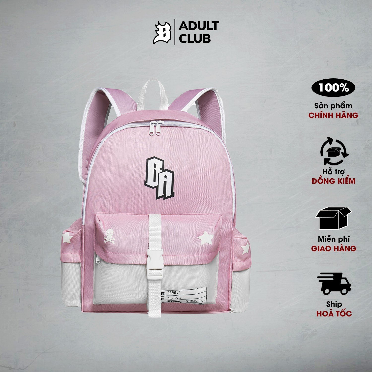 Statement Backpack VER2 - Màu Hồng - Balo đi học Banawa Local Brand có ngăn đựng laptop nam nữ unisex
