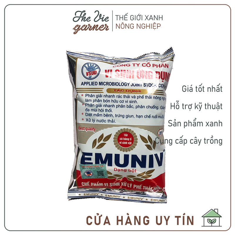 Chế phẩm vi sinh EMUNIV ủ phân cá, rác thải hữu cơ, chuyển hóa phân bón, bánh dầu, phân đậu tương - 200gr