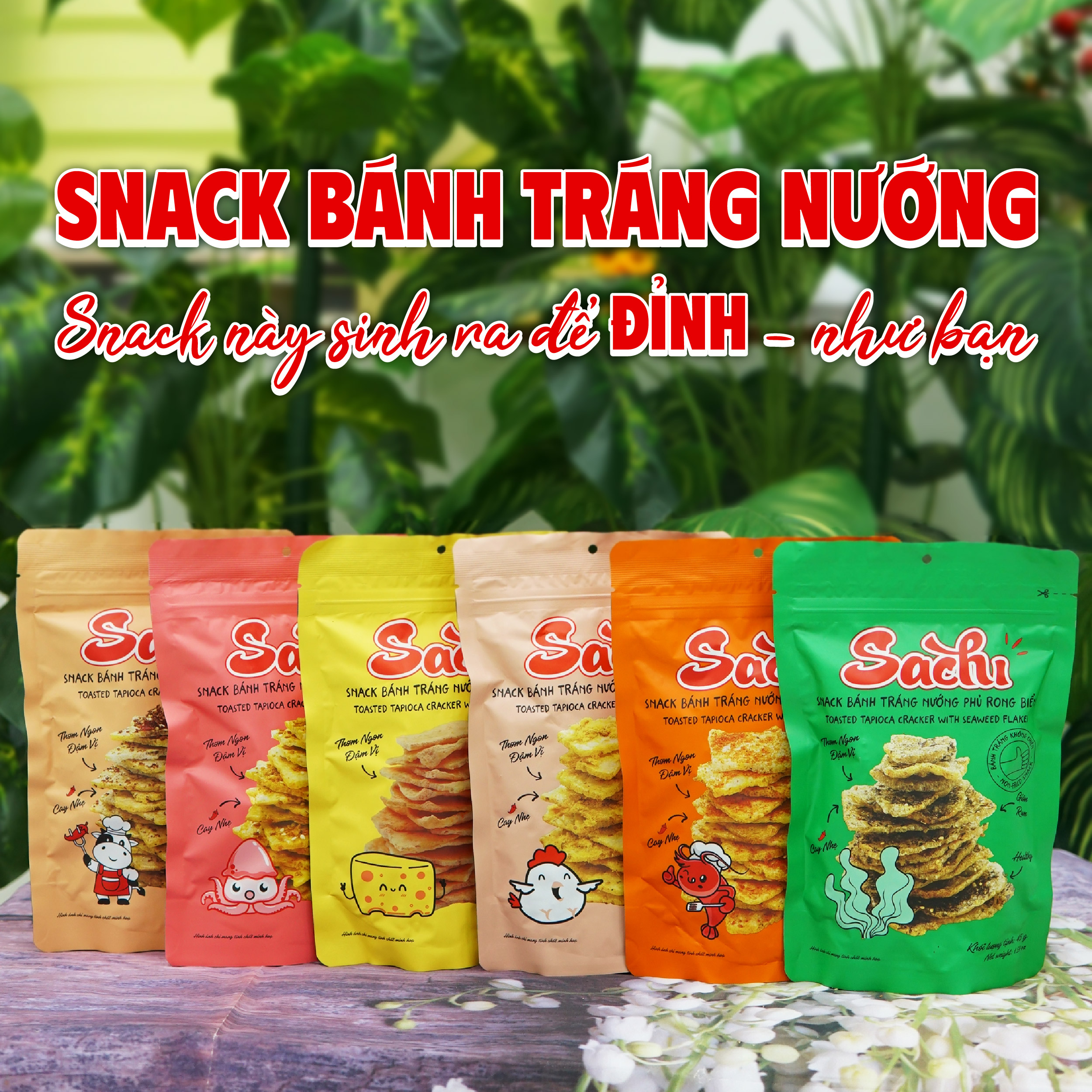[MUA 10 GÓI TẶNG 2 GÓI PHỦ VỊ] Snack Bánh Tráng Nướng Giòn Sachi Phủ Vị Thơm Ngon Đặc Sản Bình Định 45G