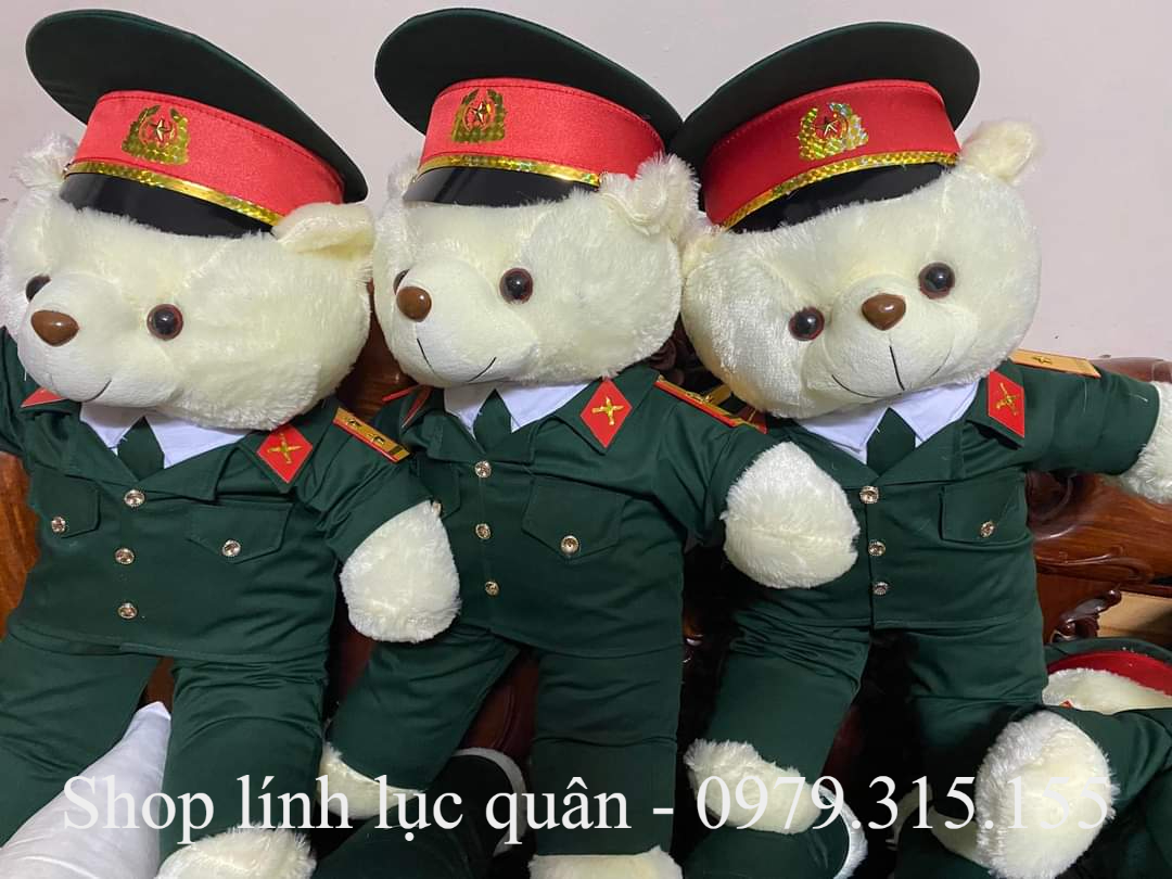 Gấu bông mặc đồ lính luc quan 55cm