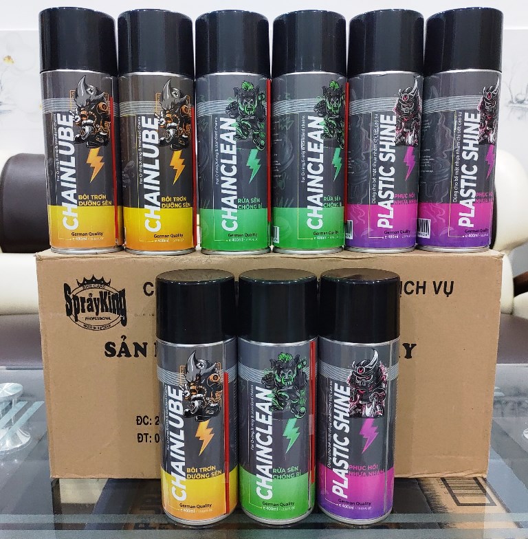 Combo sprayking plastic shine/chain clean/chain lube:dưỡng bóng sạch xe - rửa sên - dưỡng sên