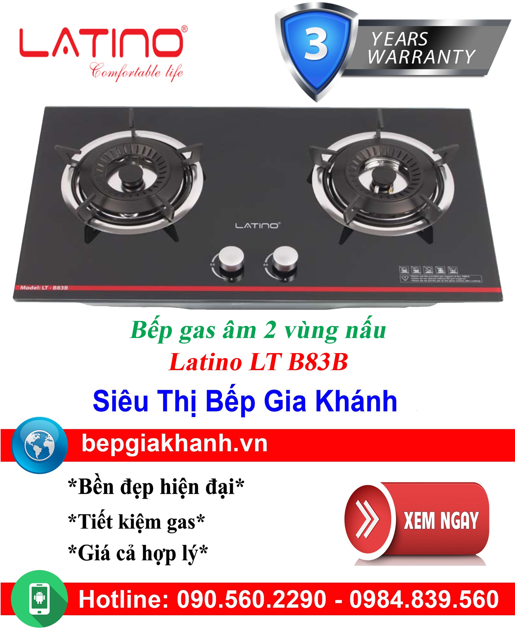 [HCM]Bếp gas âm Latino LT B83B, bếp gas, bếp gas đôi, bếp gas đơn, bếp gas âm, bếp ga, bếp ga đôi, bếp ga đơn, bếp ga âm, bep ga, bep gas