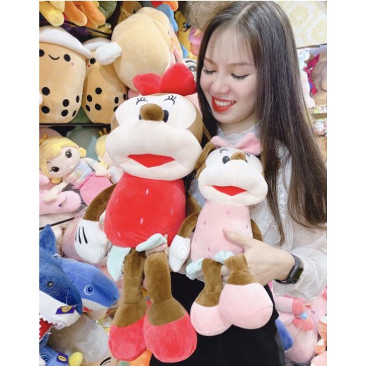 Gấu bông chuột mickey dâu tây 2 màu đỏ hồng kích thước 40-60cm buno shop