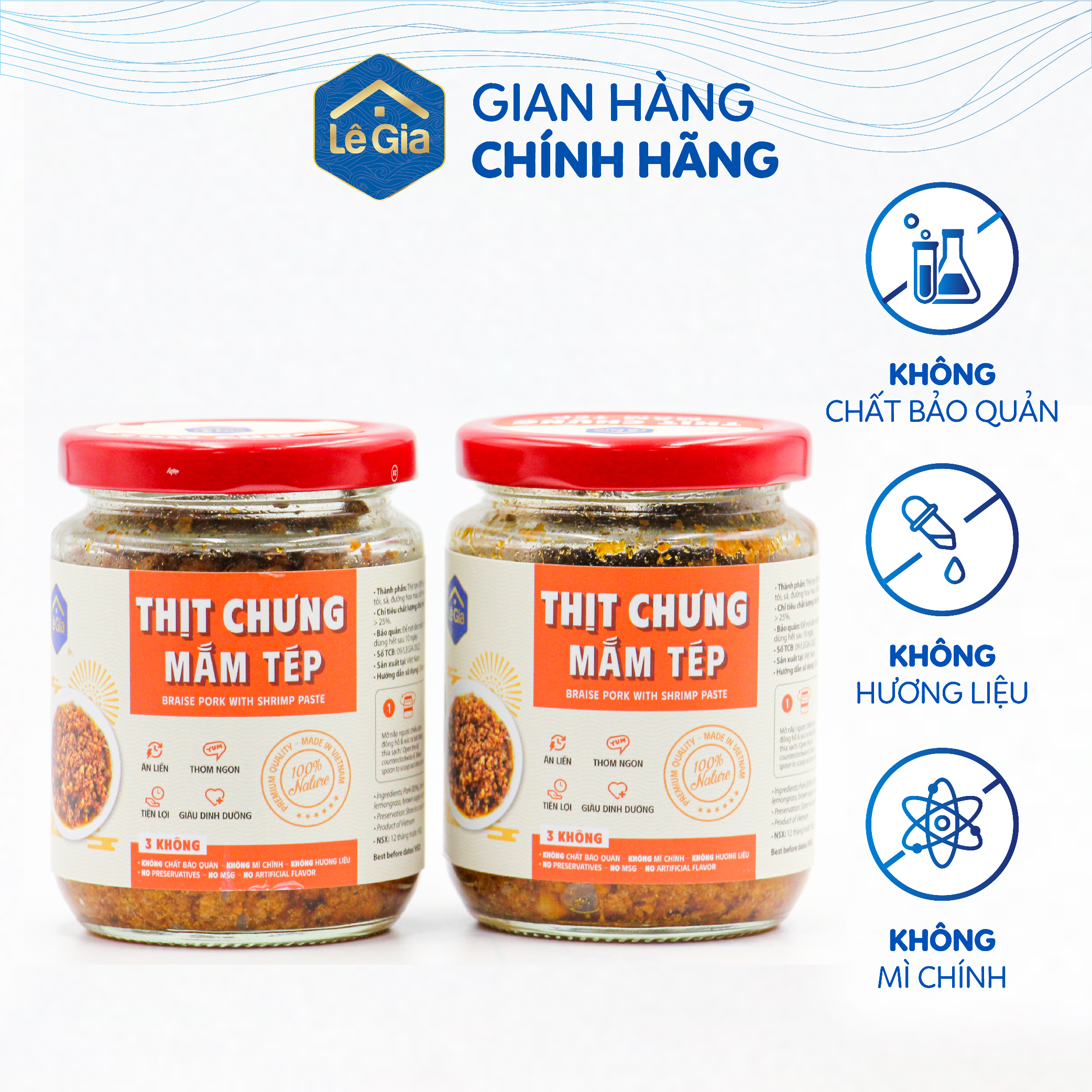 Combo 02 hũ Thịt chưng mắm tép Lê Gia